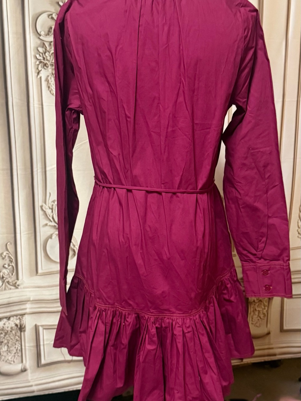 Jackie The Label Raspberry/Magenta Button-Front Ruffle Mini Dress – Size Small. - Picture 4 of 5